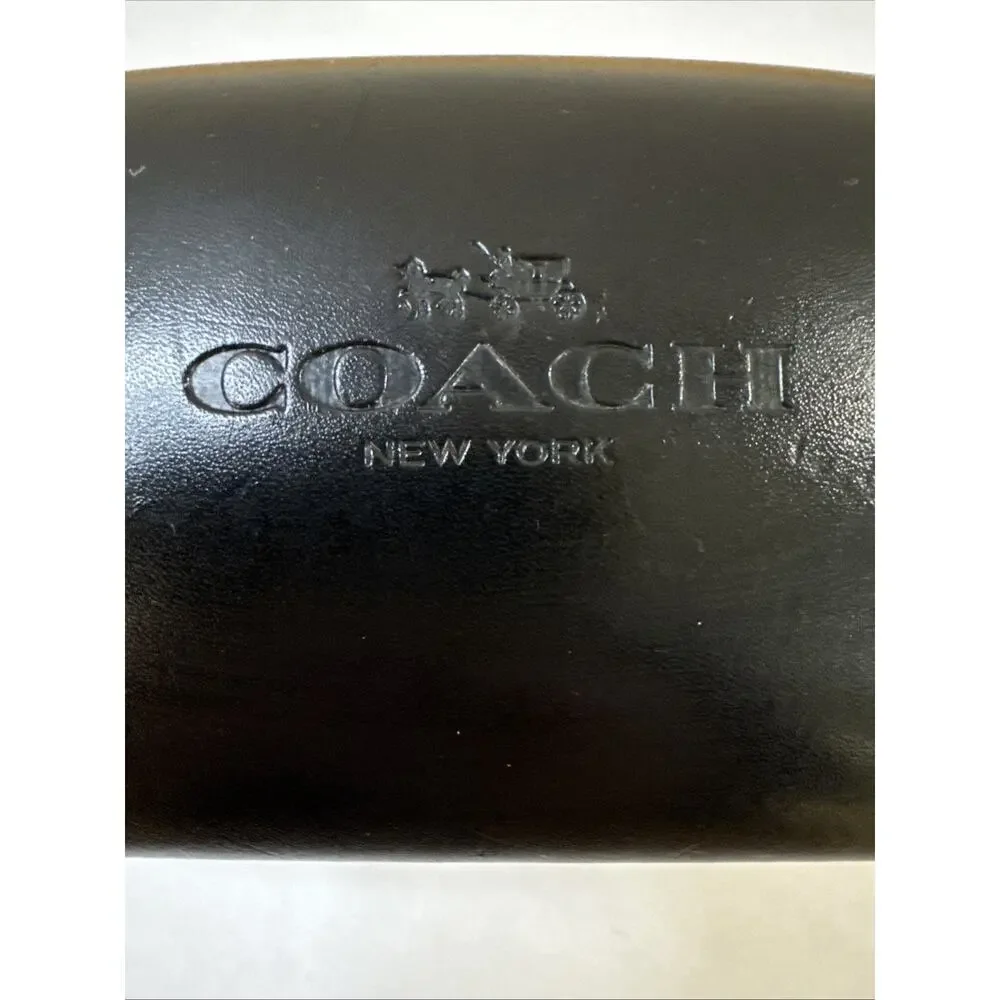 COACH New York Black Leather Hard Clamshell Sunglasses Eyeglasses Storage Case
